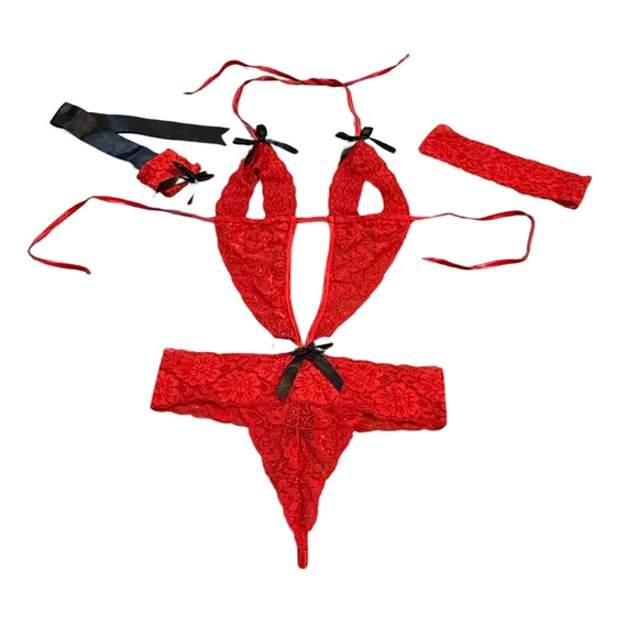 Women’s Sexy Nighty Body Suit by Leg Avenue Spandex 3-Piece Set - Picture 14 of 15